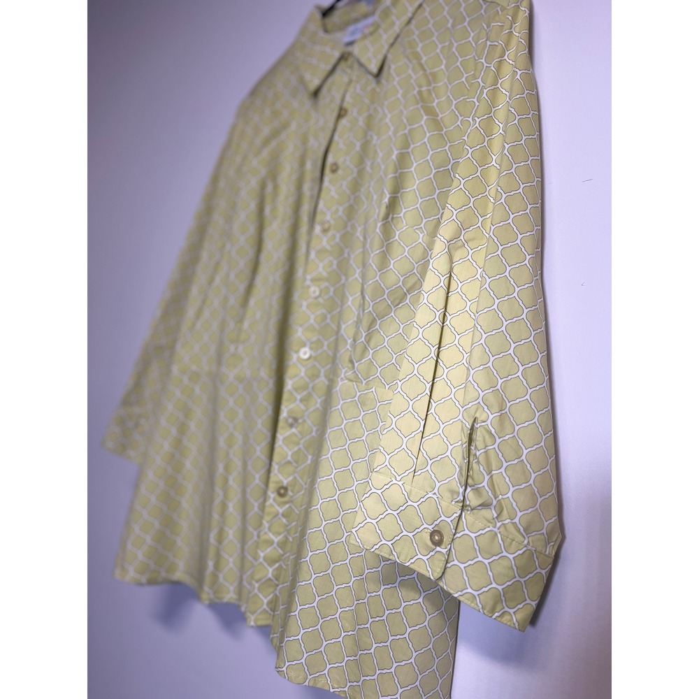 D&Co. Women's Green Patterned Button Down Blouse Size 16 - Picture 4 of 6